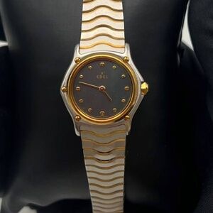 Ebel Wave Ladies Watch 750 18K Gold Bezel Swiss Stainless